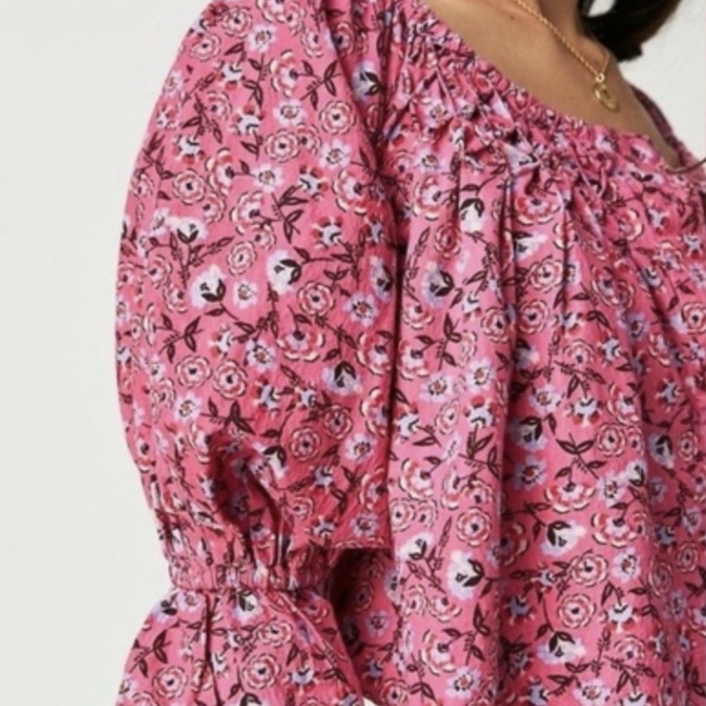 NWOT Free People James Smocked Pink Floral Top, Size Small - Picture 3 of 12